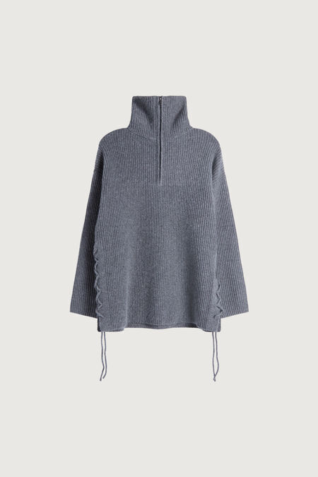 Half Zip Lace-Up Side Sweater | OAK + FORT